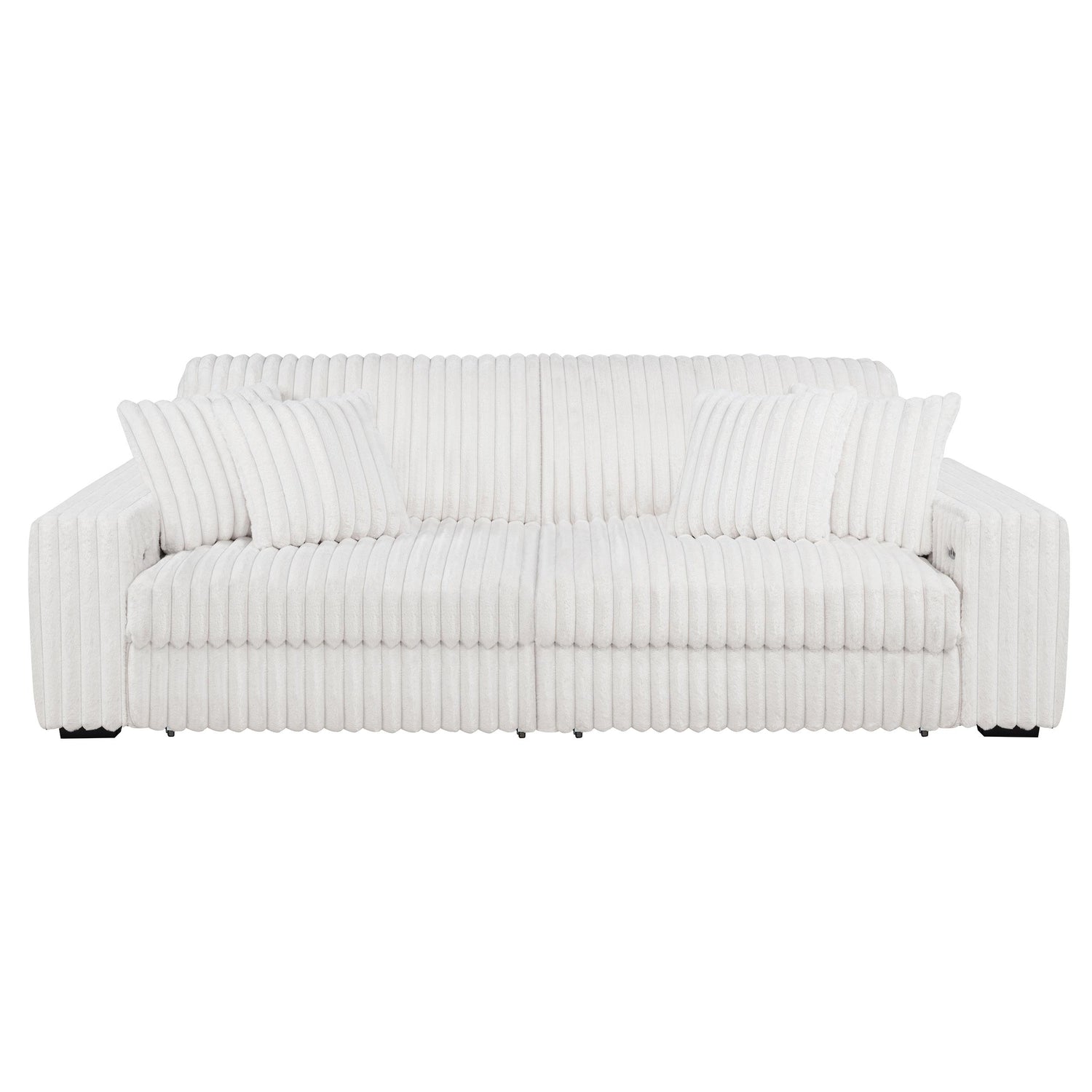 Jacana Corduroy Upholstered Dual Power Chaise Sofa Ivory - 600535P
