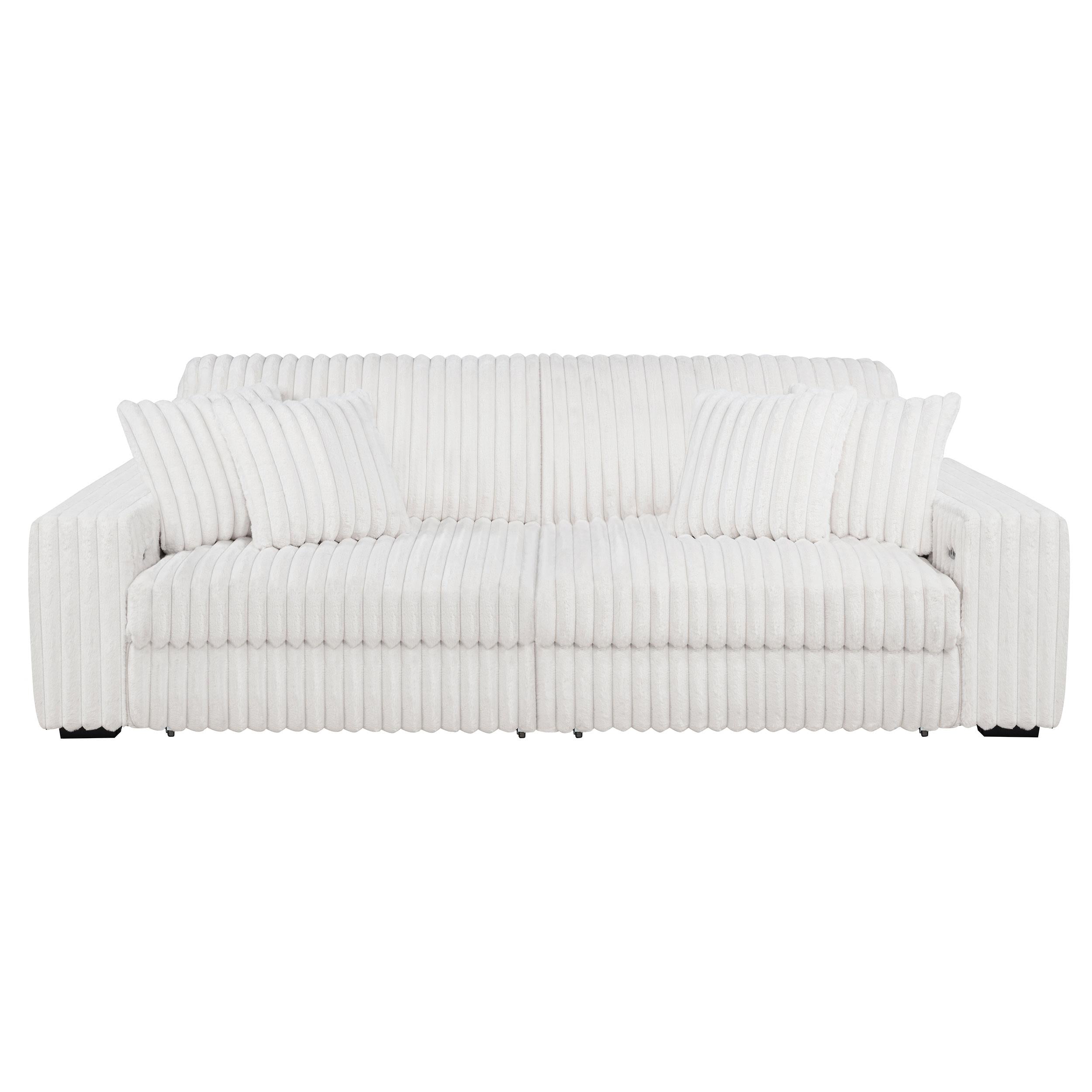 Jacana Corduroy Upholstered Dual Power Chaise Sofa Ivory - 600535P