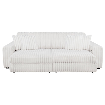 Jacana Corduroy Upholstered Dual Power Chaise Sofa Ivory - 600535P