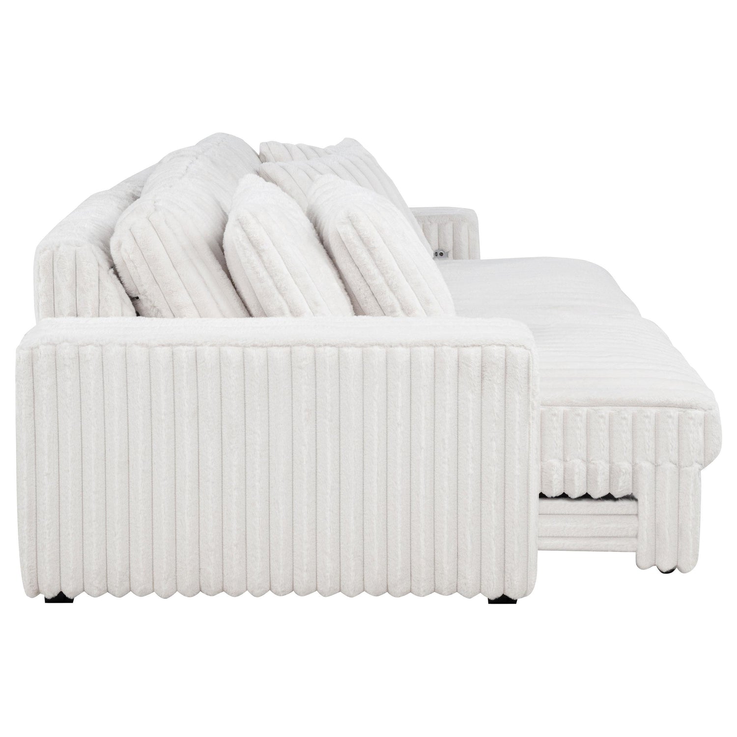 Jacana Corduroy Upholstered Dual Power Chaise Sofa Ivory - 600535P