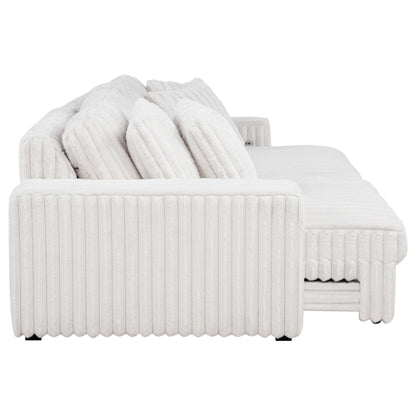Jacana Corduroy Upholstered Dual Power Chaise Sofa Ivory - 600535P