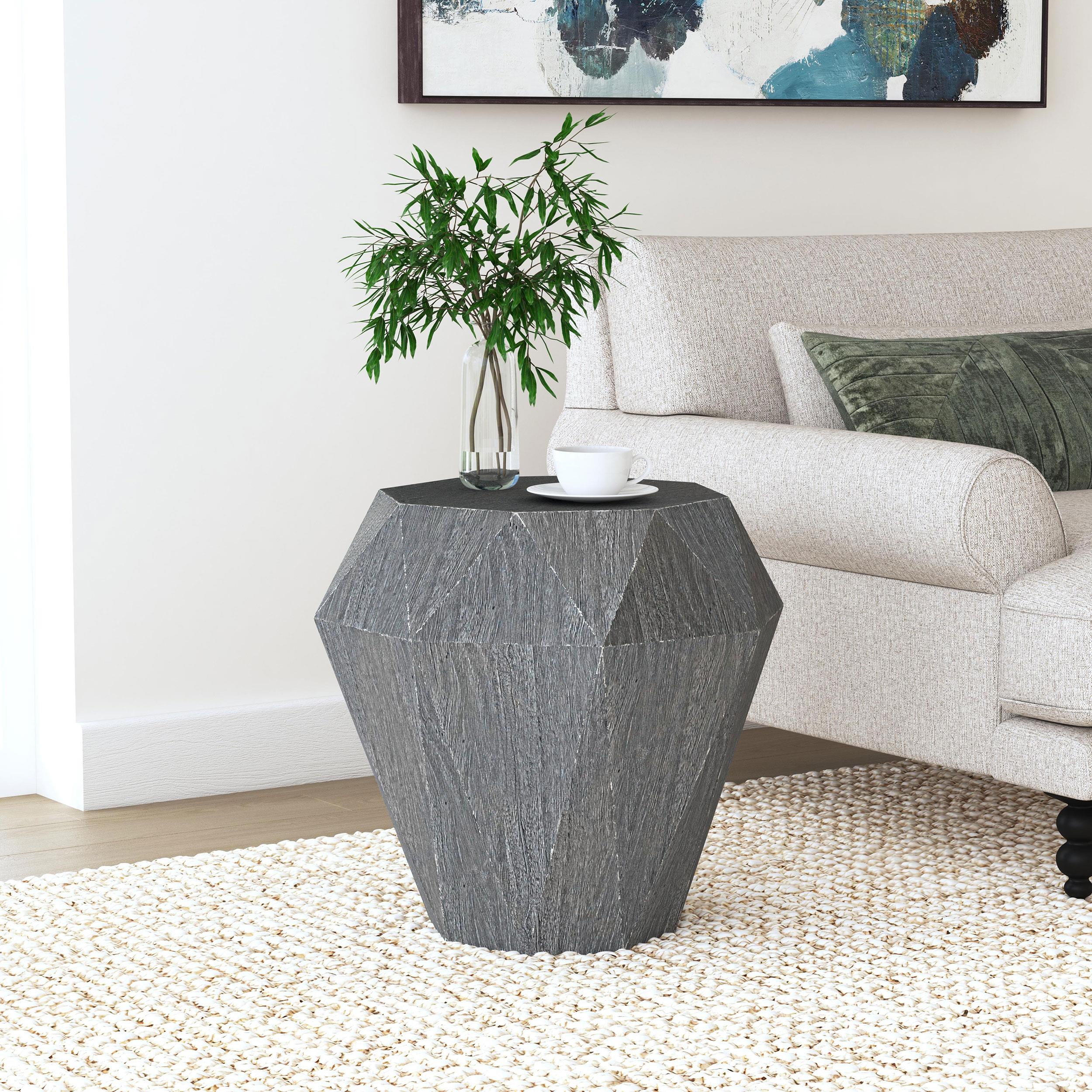 Jacinto Geometric Solid Mango Wood Side Table Grey - 931159
