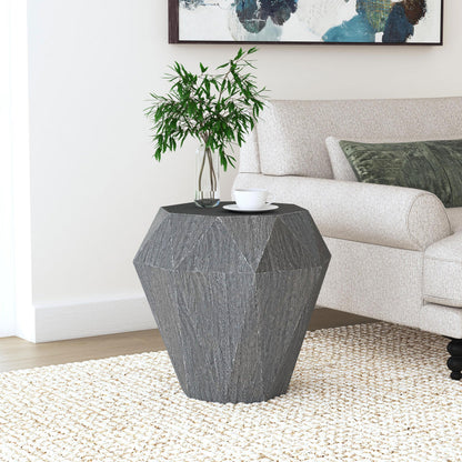 Jacinto Geometric Solid Mango Wood Side Table Grey - 931159
