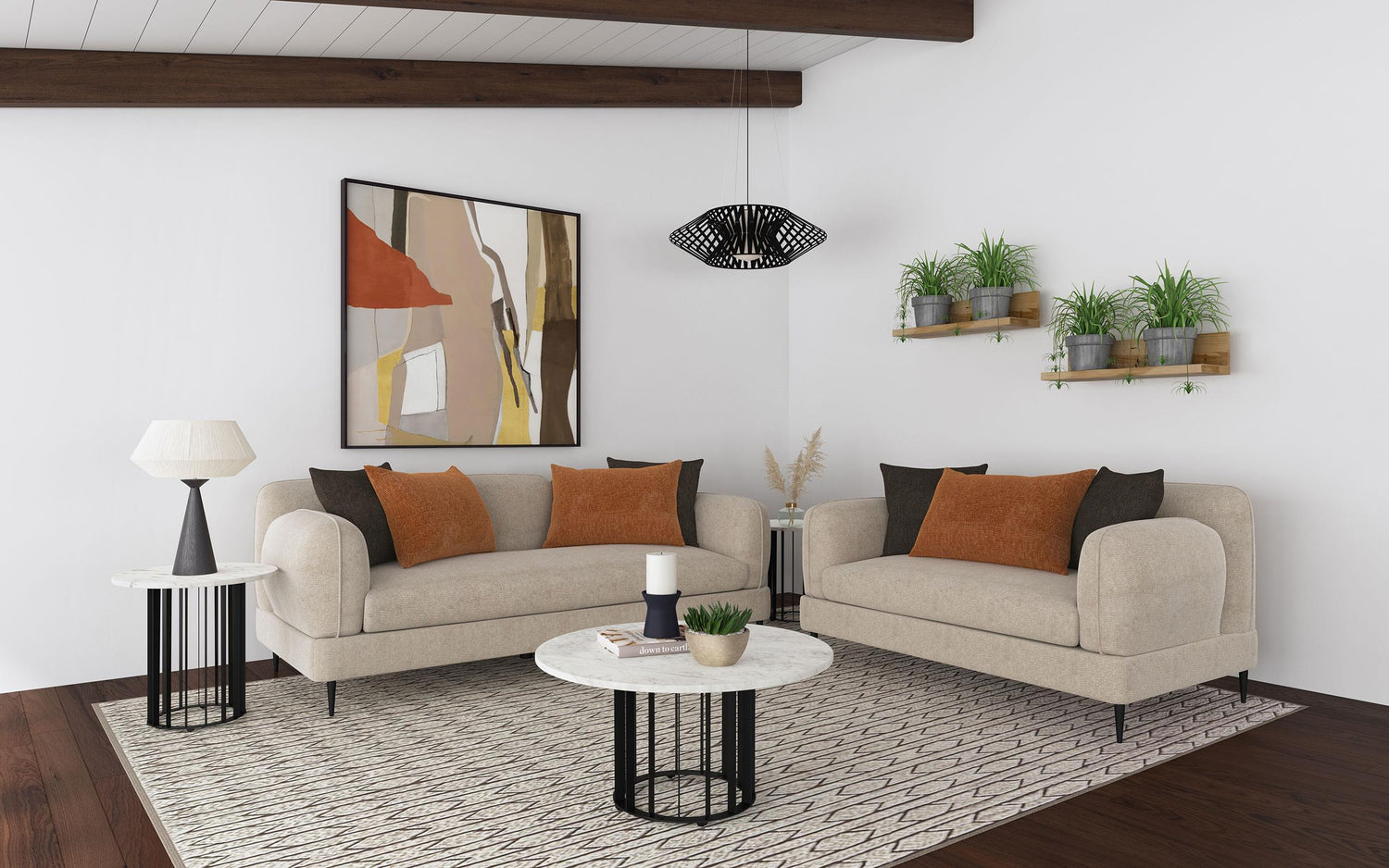 Jade 2-piece Chenille Upholstered Sofa Set Latte - 509411-S2