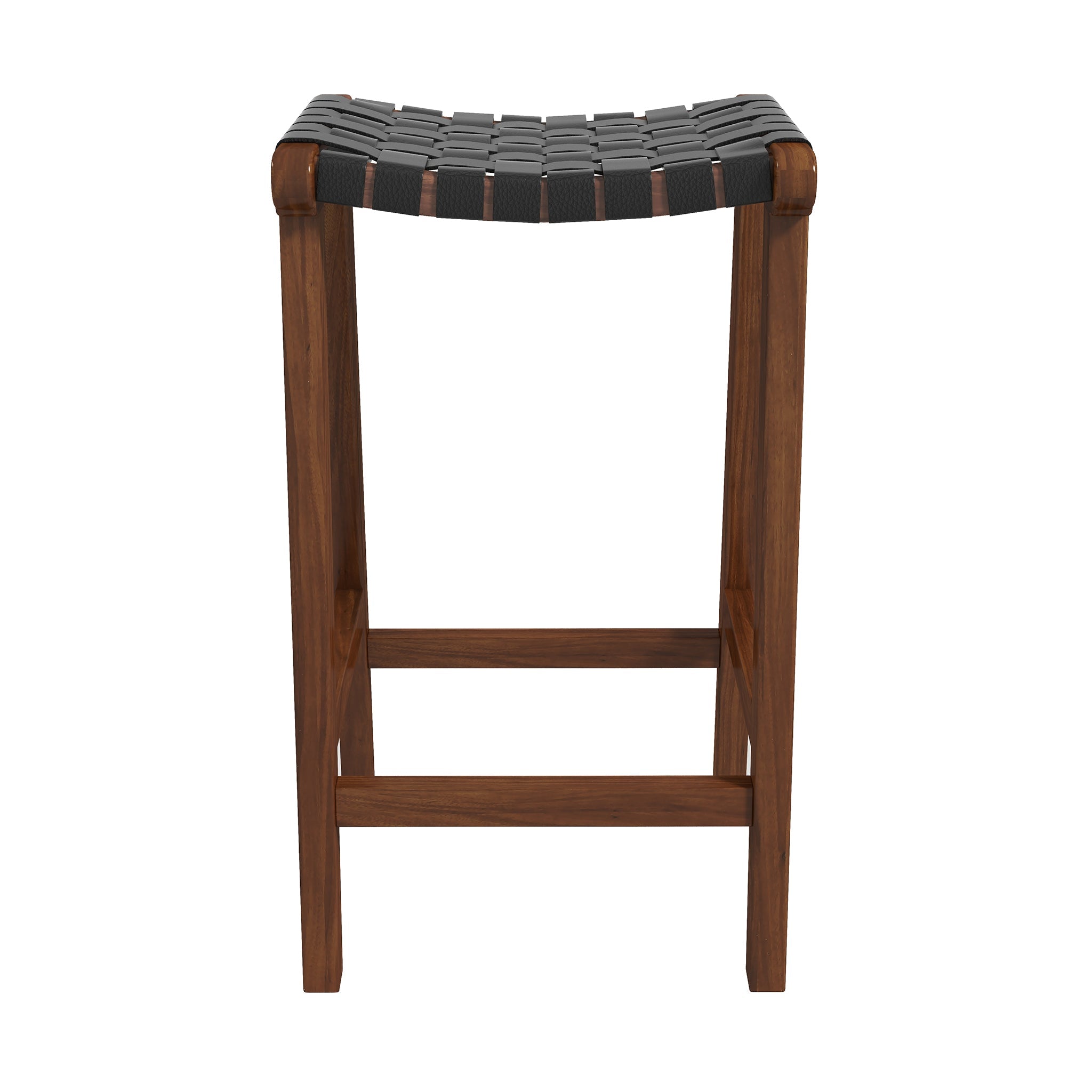 James Mid-Century Modern Genuine Black Leather 29" Bar Stool - STL01200804