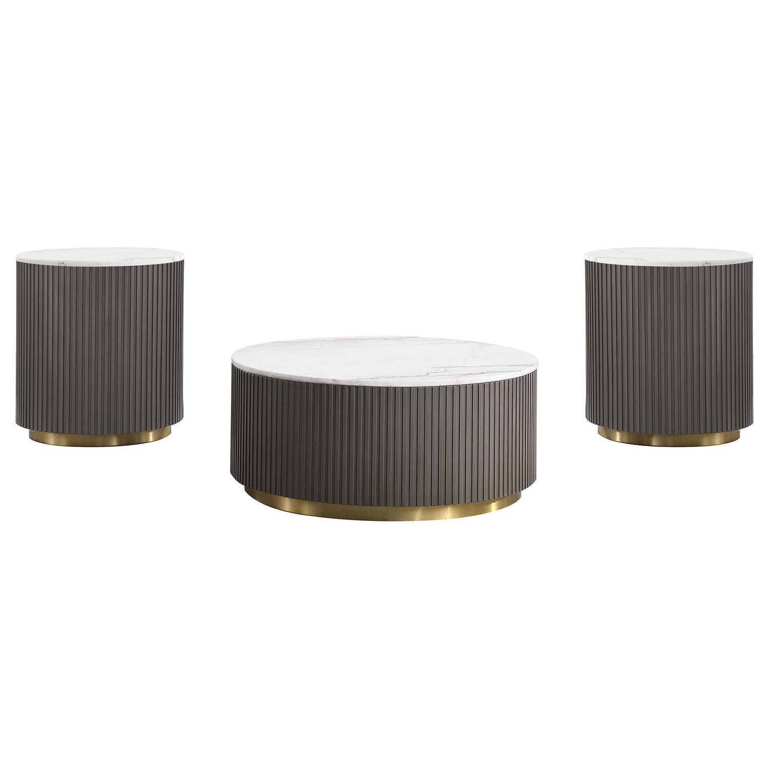 Jason 3-piece Round Marble Coffee and End Table Set White - 710418-S3