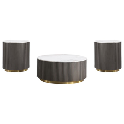Jason 3-piece Round Marble Coffee and End Table Set White - 710418-S3