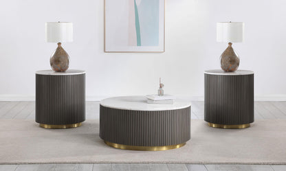 Jason 3-piece Round Marble Coffee and End Table Set White - 710418-S3