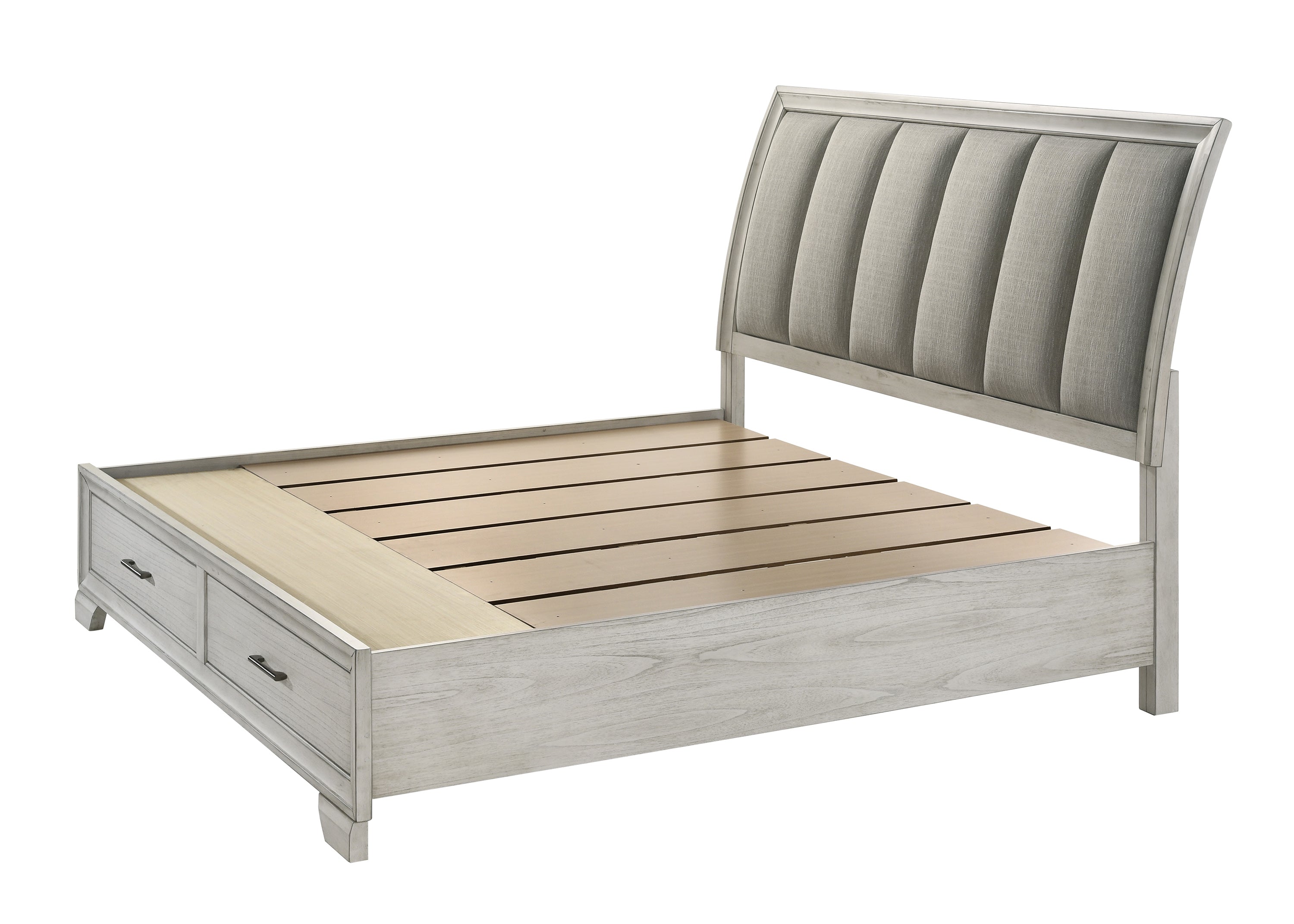 Jaymes White Mist Footboard Storage Platform Bedroom Set - SET | B6582-Q-HB | B6582-Q-FBD | B6582-KQ-RAIL | B6582-2 | B6582-4