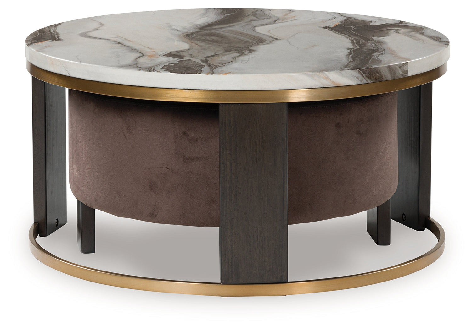Jazmore Brown/Brass Finish Nesting Coffee Table (Set of 2) - T671-22