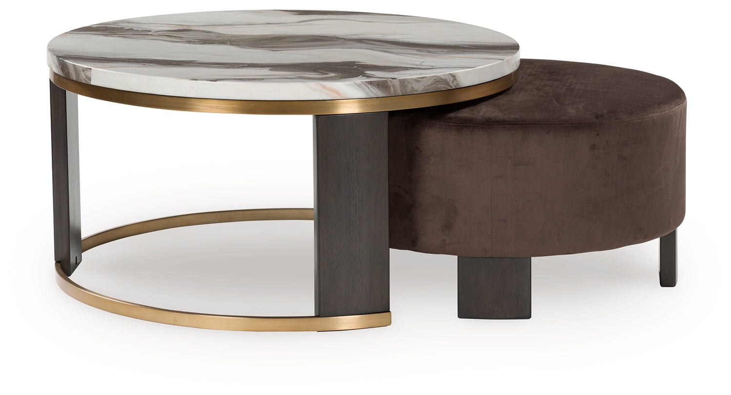 Jazmore Brown/Brass Finish Nesting Coffee Table (Set of 2) - T671-22