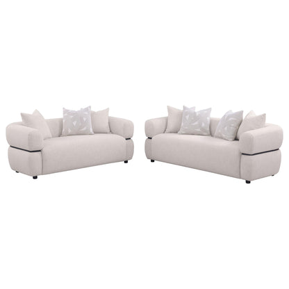 Jeanette 2-piece Fabric Upholstered Round Arm Sofa Set Beige - 508961-S2