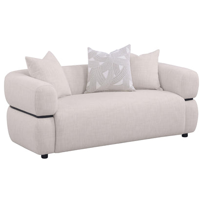 Jeanette 2-piece Fabric Upholstered Round Arm Sofa Set Beige - 508961-S2