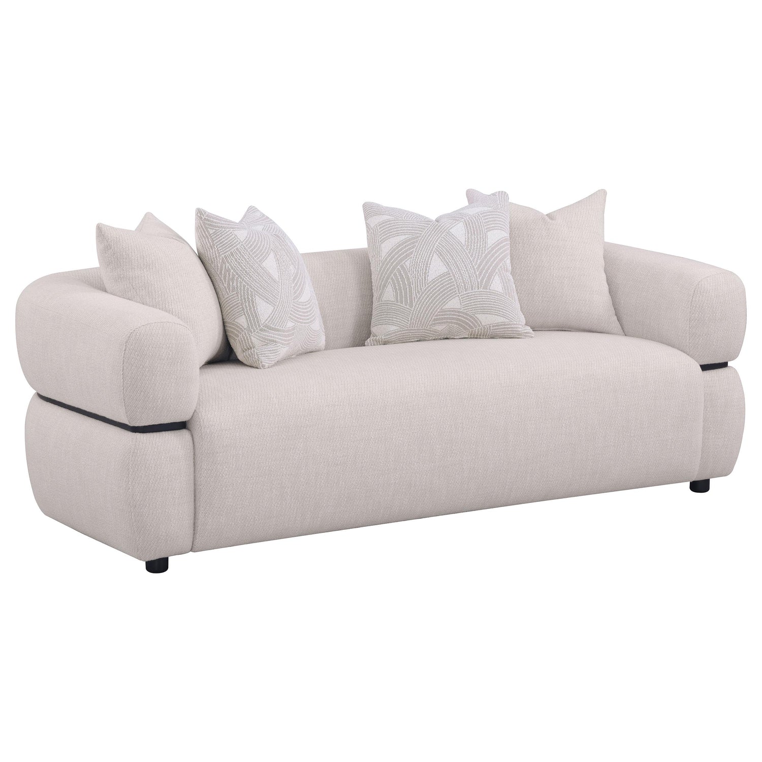Jeanette 3-piece Fabric Upholstered Round Arm Sofa Set Beige - 508961-S3