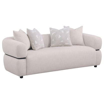 Jeanette 3-piece Fabric Upholstered Round Arm Sofa Set Beige - 508961-S3