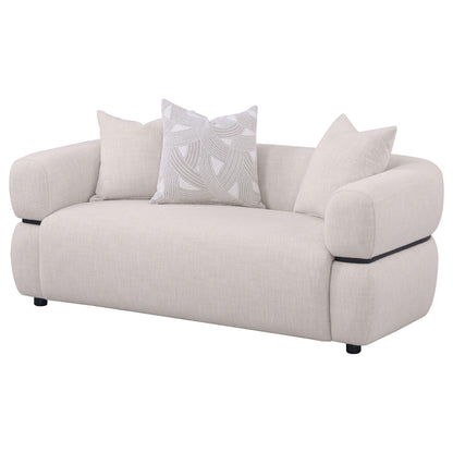 Jeanette 73-inch Fabric Upholstered Round Arm Loveseat Beige - 508962
