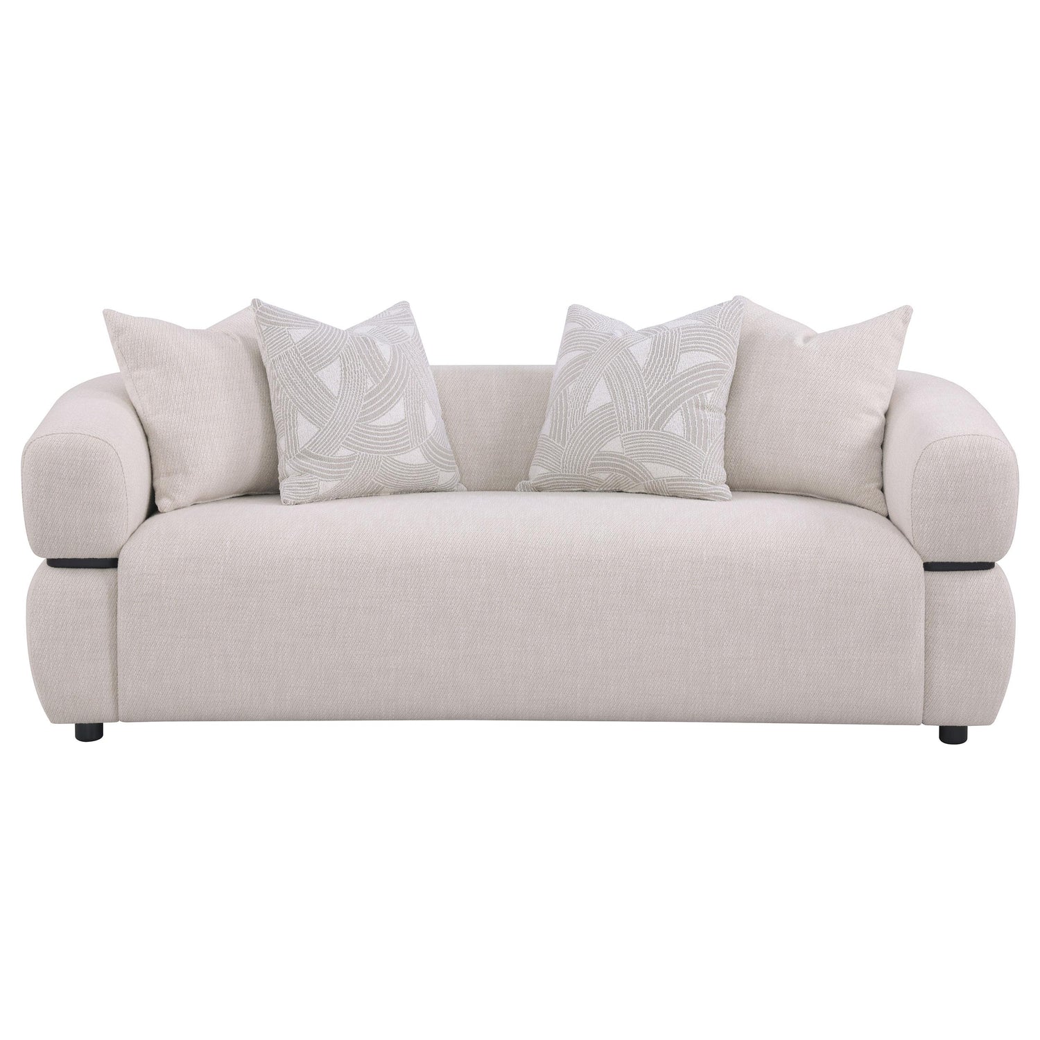 Jeanette 84-inch Fabric Upholstered Round Arm Sofa Beige - 508961