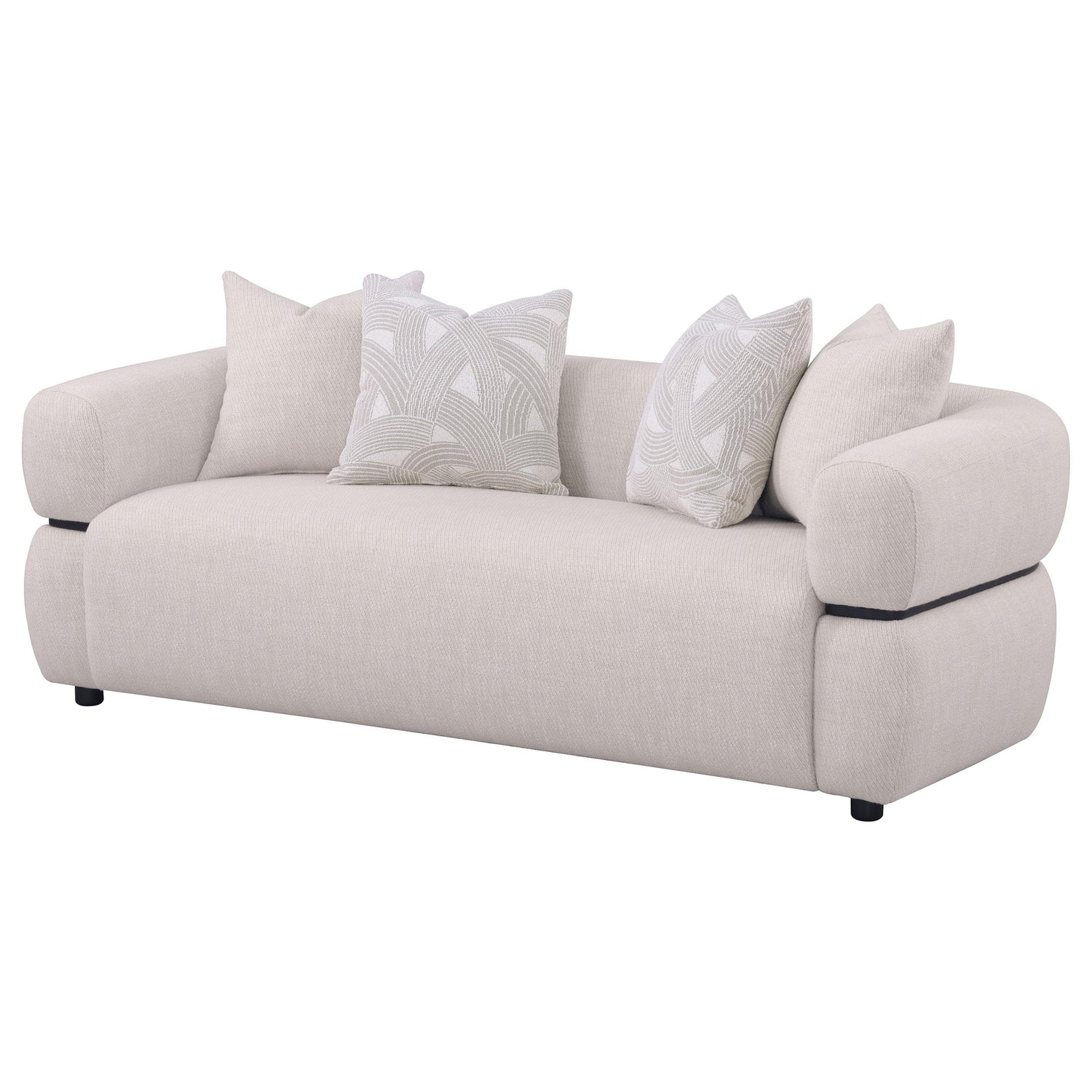 Jeanette 84-inch Fabric Upholstered Round Arm Sofa Beige - 508961