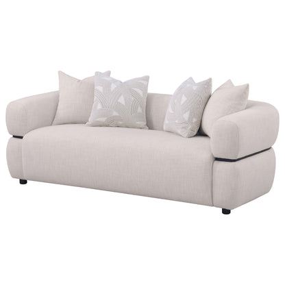 Jeanette 84-inch Fabric Upholstered Round Arm Sofa Beige - 508961