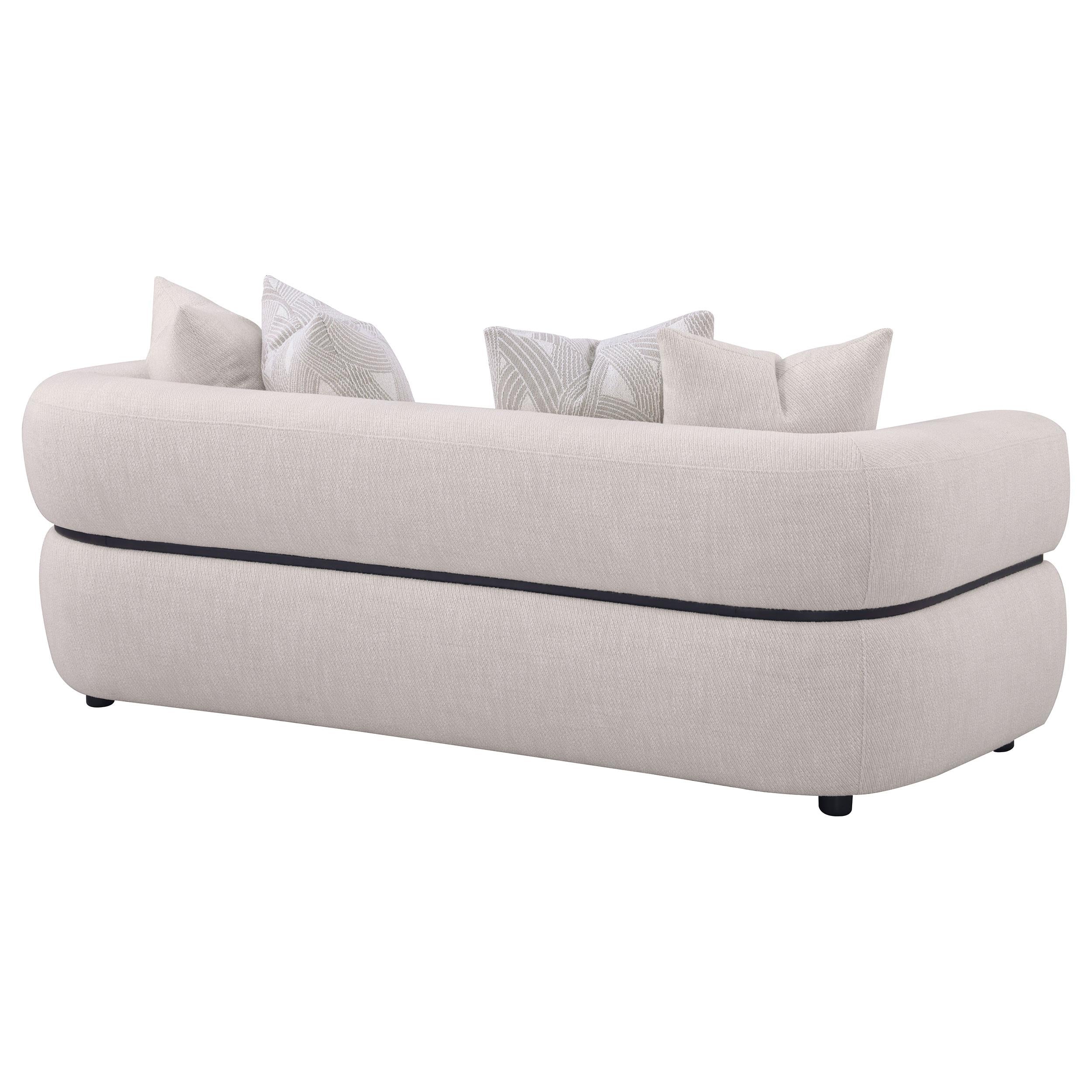 Jeanette 84-inch Fabric Upholstered Round Arm Sofa Beige - 508961
