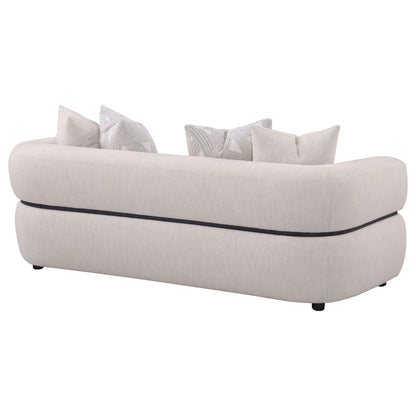 Jeanette 84-inch Fabric Upholstered Round Arm Sofa Beige - 508961
