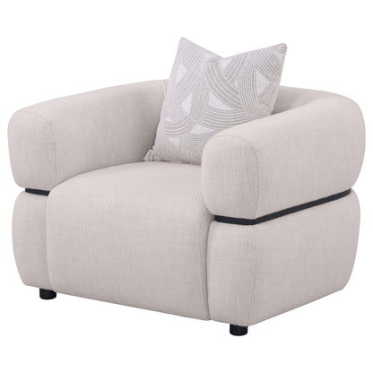 Jeanette Fabric Upholstered Round Arm Accent Chair Beige - 508963