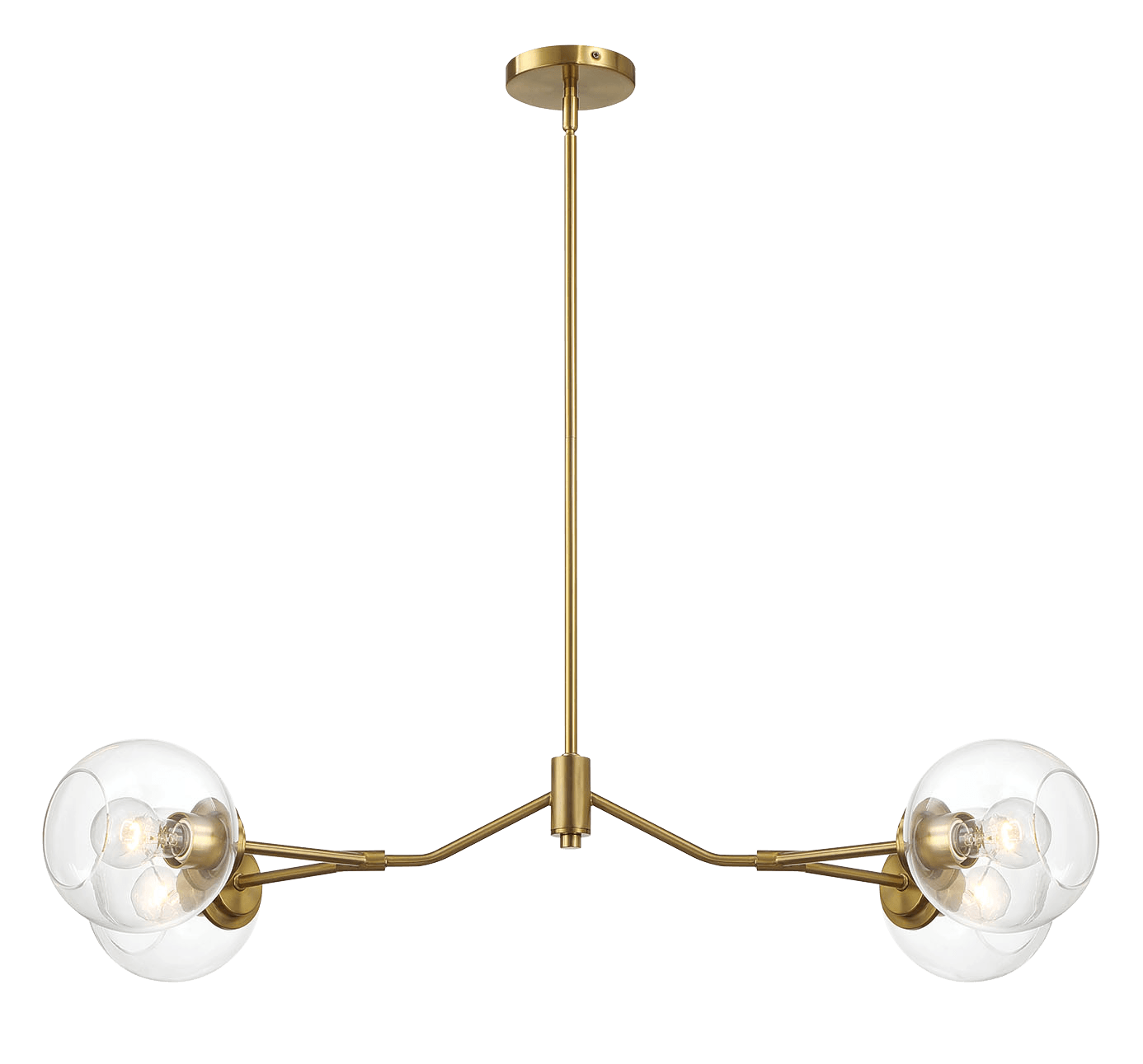 Jewel Four Lights Modern Farmhouse Chandelier Ceiling Hanging Light Fixture For Kitchen Island Dining Room 36"L × 20"W × 7.25"H with Clear Glass - PNL03901101