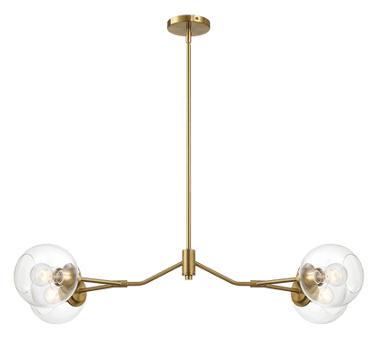 Jewel Four Lights Modern Farmhouse Chandelier Ceiling Hanging Light Fixture For Kitchen Island Dining Room 36"L × 20"W × 7.25"H with Clear Glass - PNL03901101