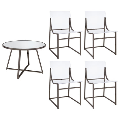 Jillian 5-piece Round Mirror Top Dining Set Black Nickel - 120630-S5