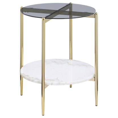 Jonelle 2-piece Round Coffee and End Table Set Gold - 710338-S2