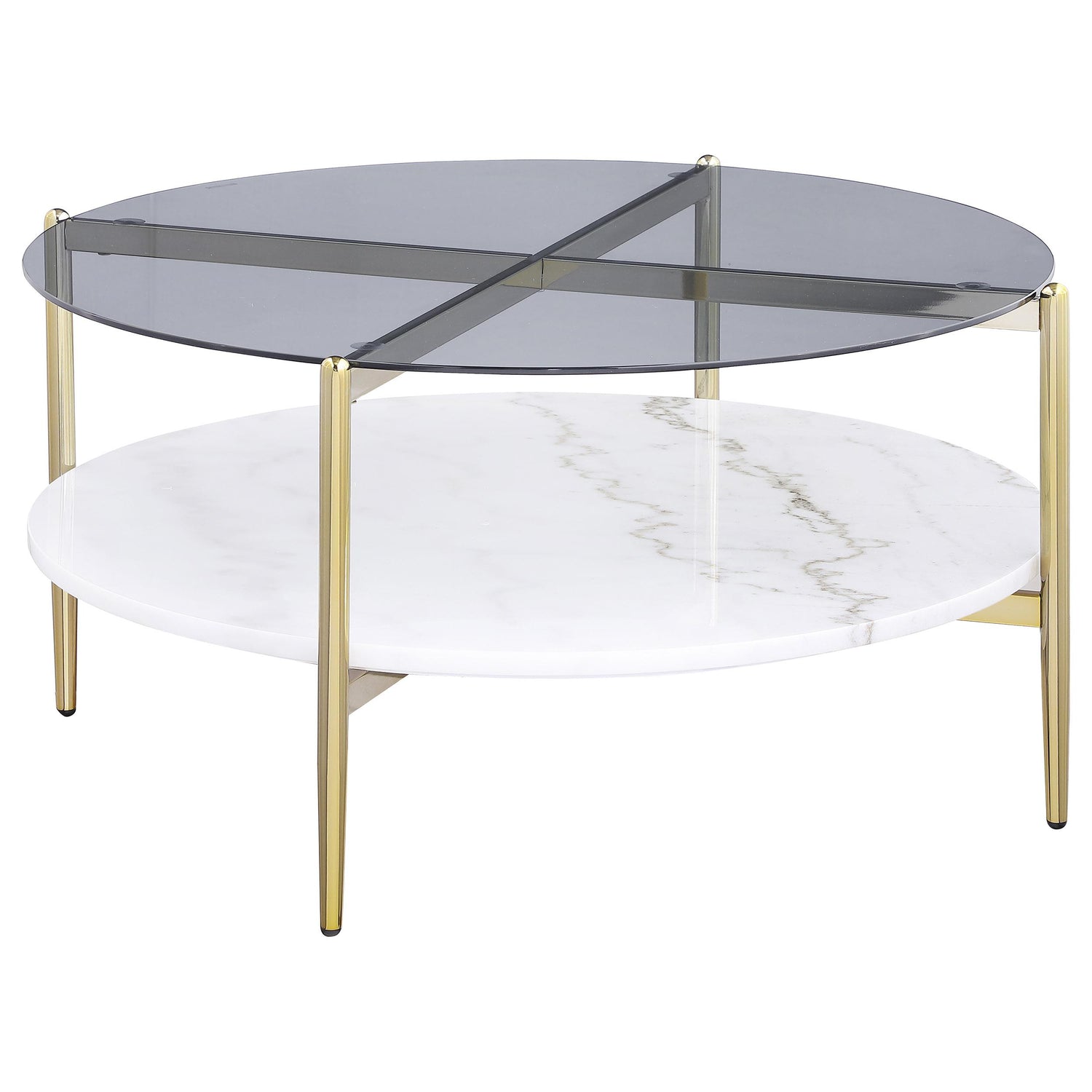Jonelle 2-piece Round Coffee and End Table Set Gold - 710338-S2