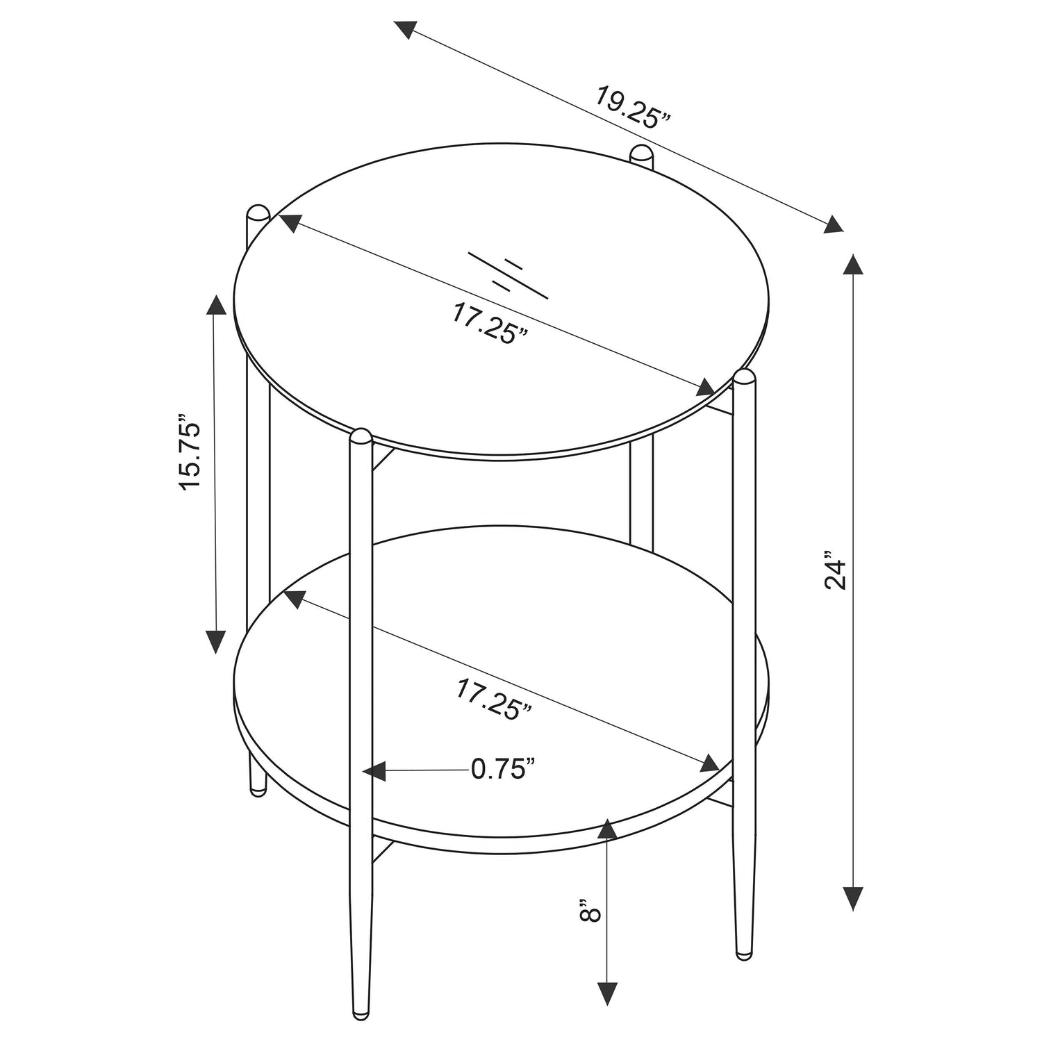 Jonelle 2-piece Round Coffee and End Table Set Gold - 710338-S2
