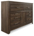 Juararo Dark Brown King Poster Bed, Dresser, Chest and Nightstand - B251B35