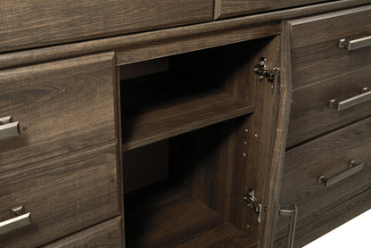 Juararo Dark Brown King Poster Bed, Dresser, Chest and Nightstand - B251B35