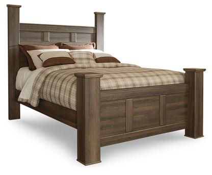 Juararo Dark Brown Queen Poster Bed and 2 Chests - B251B29
