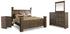 Juararo King Poster Bed with Mirrored Dresser and Nightstand in Dark Brown - PKG014151