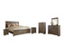Juararo Queen Panel Bed with Mirrored Dresser, Chest and 2 Nightstands in Dark Brown - PKG004086