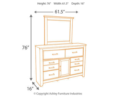 Juararo Queen Panel Bed with Mirrored Dresser in Dark Brown - PKG004082