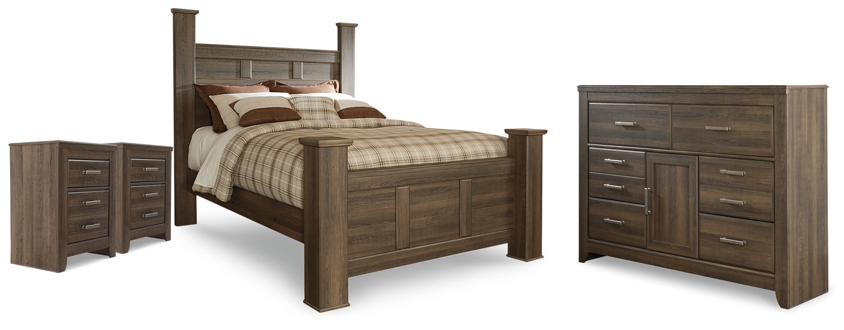 Juararo Queen Poster Bed, Dresser and 2 Nightstands - B251B48