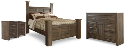 Juararo Queen Poster Bed, Dresser and 2 Nightstands - B251B48
