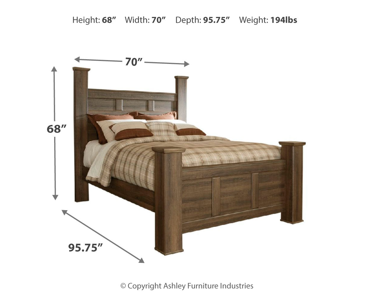 Juararo Queen Poster Bed, Dresser and 2 Nightstands - B251B48