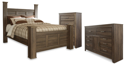 Juararo Queen Poster Bed, Dresser and Chest - B251B44