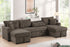 July Mocha Double Storage Chaise Sectional (w/ Pull Out Bed) - JULY MOCHA