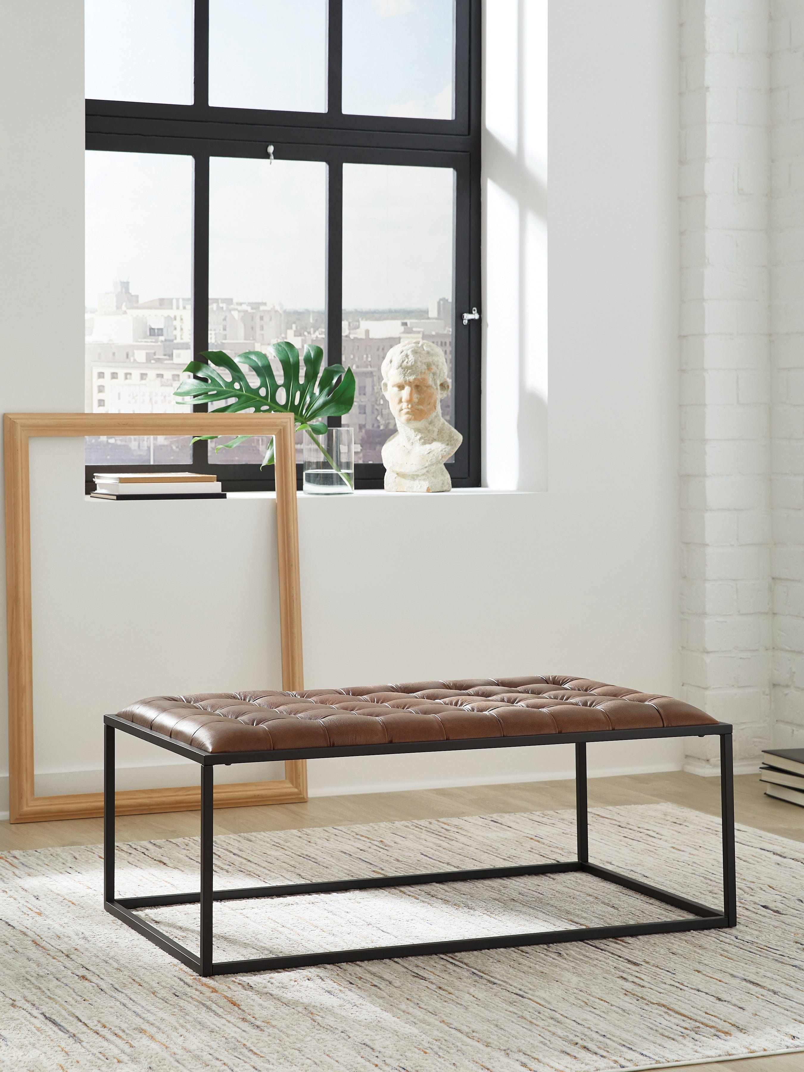 Junsor Brown/Black Coffee Table Ottoman - A3000826