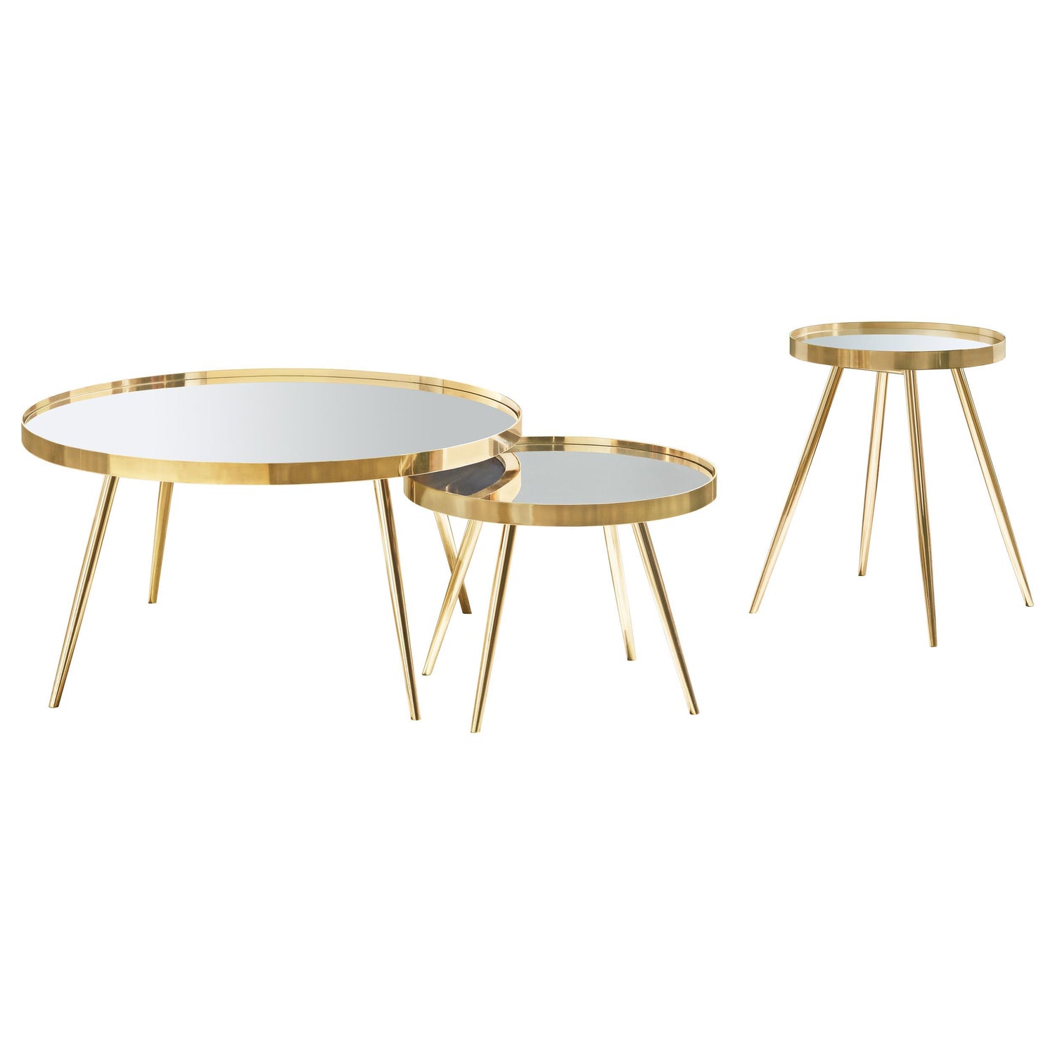 Kaelyn 3-piece Round Coffee and End Table Set Gold - 723918-S2