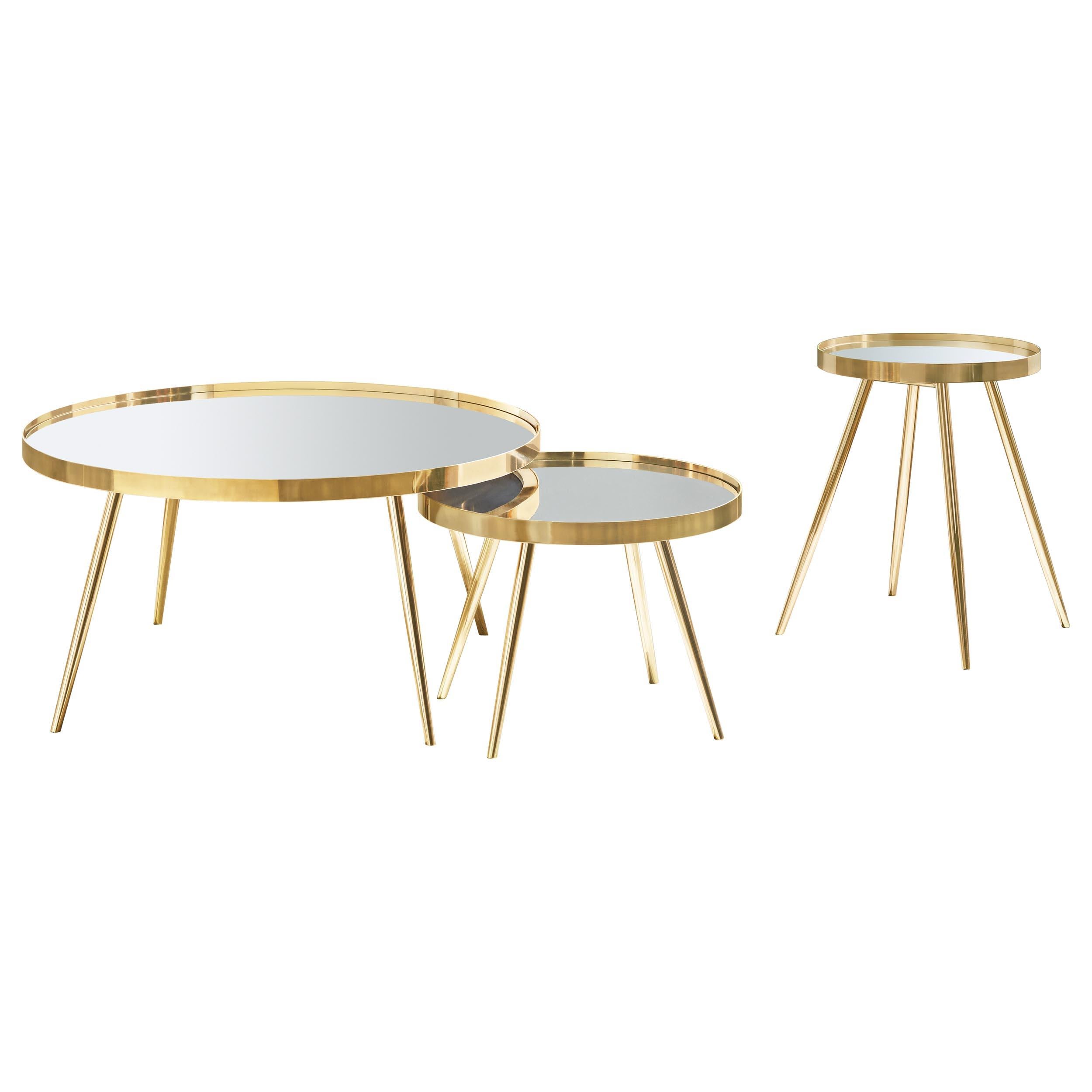 Kaelyn 3-piece Round Coffee and End Table Set Gold - 723918-S2