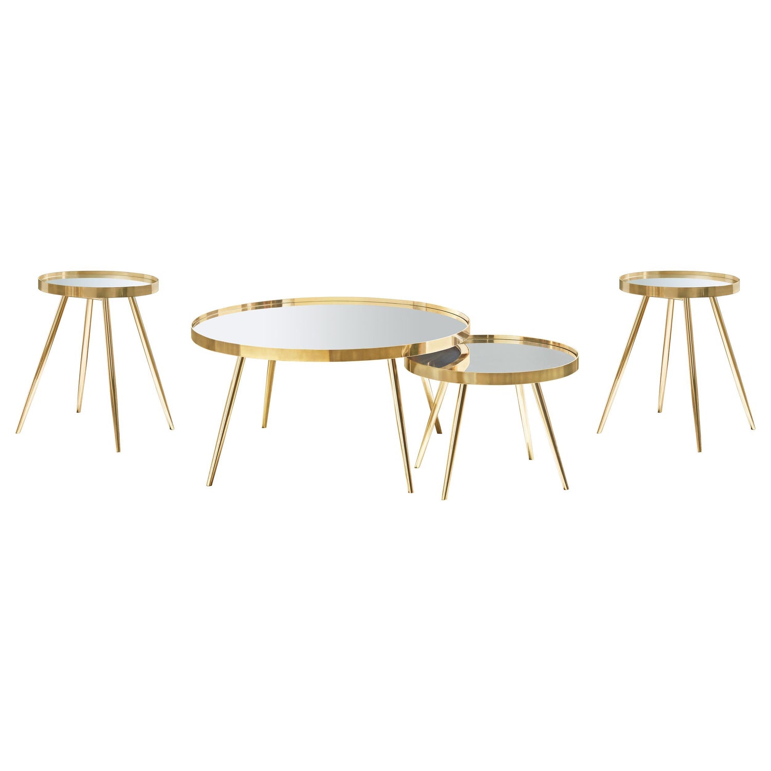 Kaelyn 4-piece Round Coffee and End Table Set Gold - 723918-S3