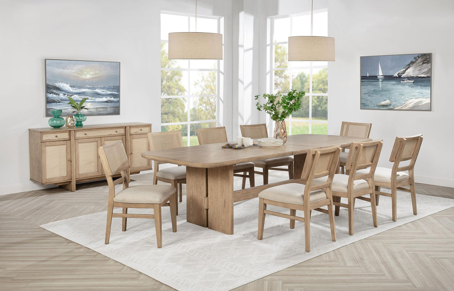 Kailani 110-inch Rectangular Wood Dining Table Beige Oak - 109381