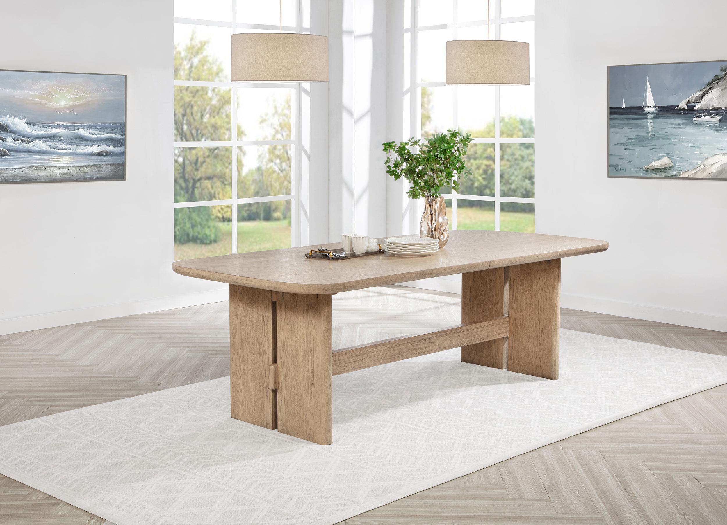 Kailani 110-inch Rectangular Wood Dining Table Beige Oak - 109381