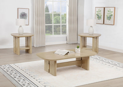 Kailani 3-piece Coastal Coffee and End Table Set Beige Oak - 706588-S3